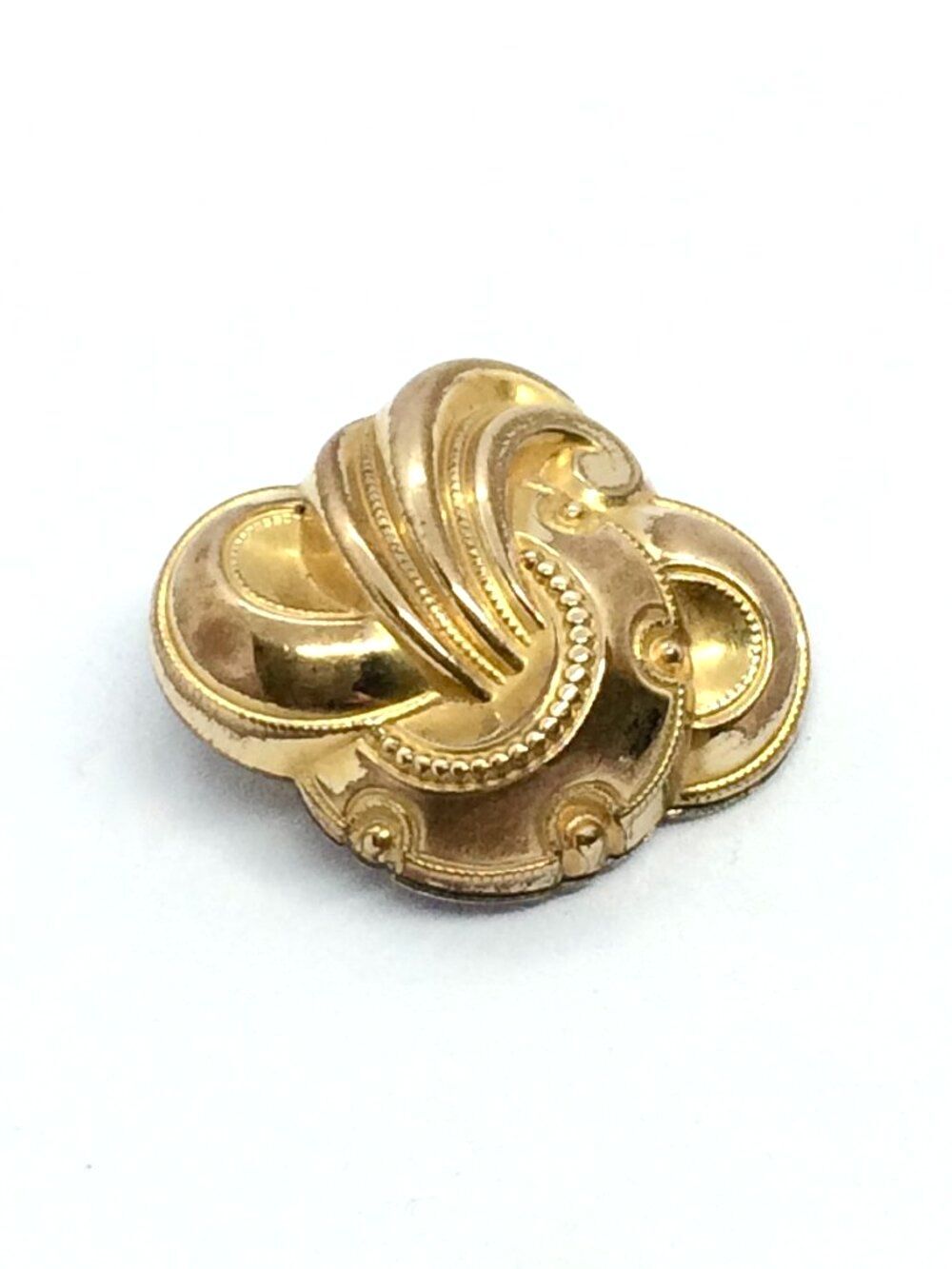 VINTAGE ART NOUVEAU Brooch Gold Tone Repousse Style Ornate Scroll Long Pin